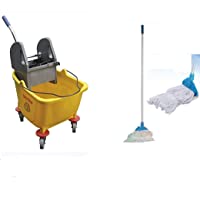 Chiner - Set Fregado de Suelos. Cubo de fregado profesional 32 L. con ruedas y prensa + una fregona industrial. Para…